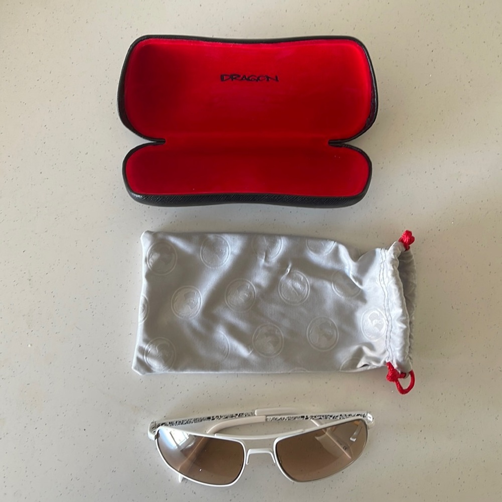 Dragon sunglasses white frame and golden lenses